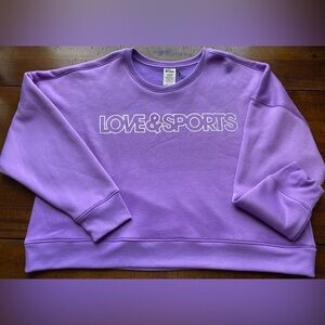 •NWT•Love & Sports Fleece Logo Long Sleeve Crop Sweatshirt- ‘Violet Passion’